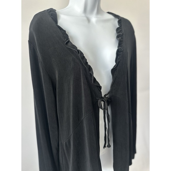 Chico's Sz: 2 Black Travelers Ruffled Babydoll Cardigan (b2a) - Picture 2 of 4